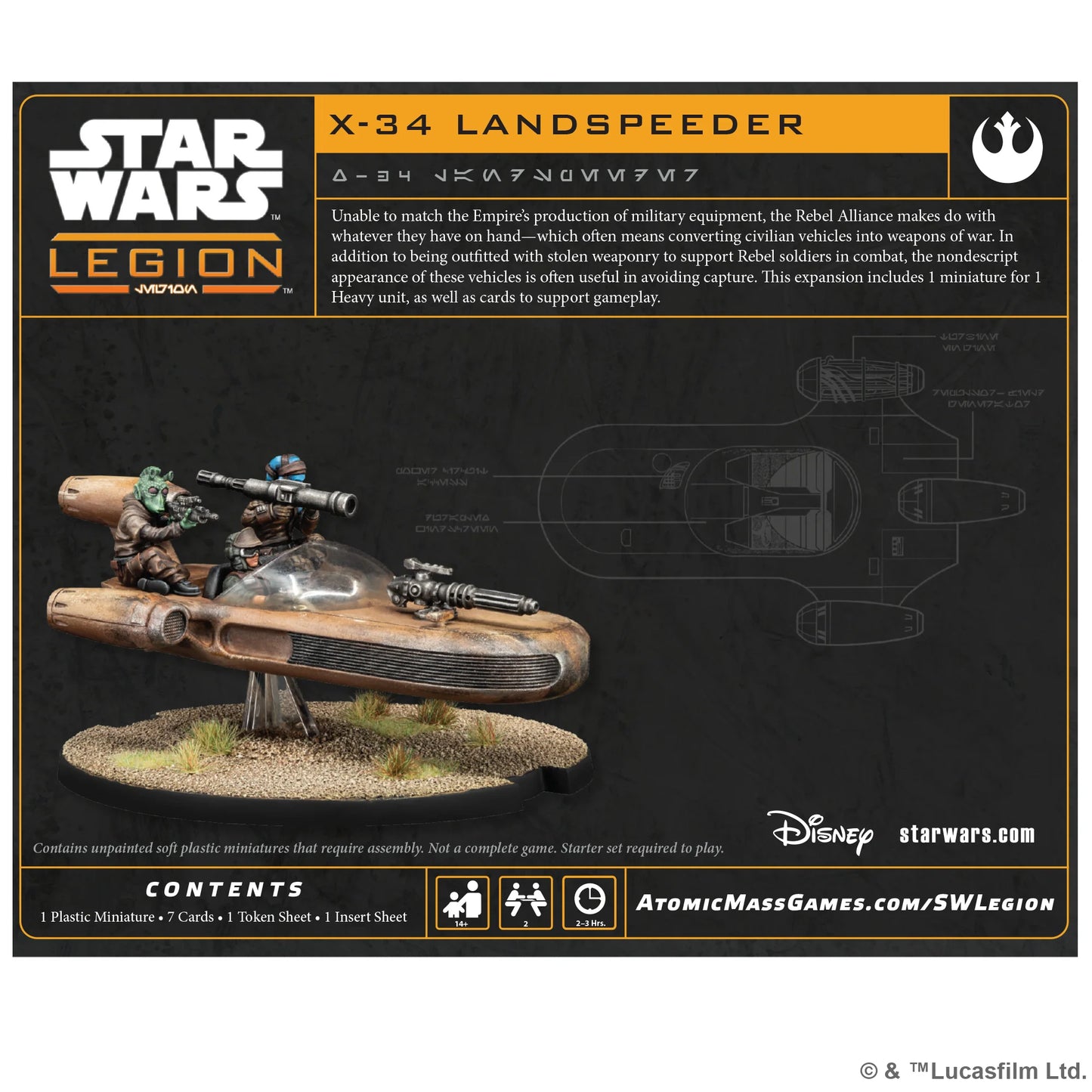 Star Wars Legion: Rebel X-34 Landspeeder Vehicle Expansion